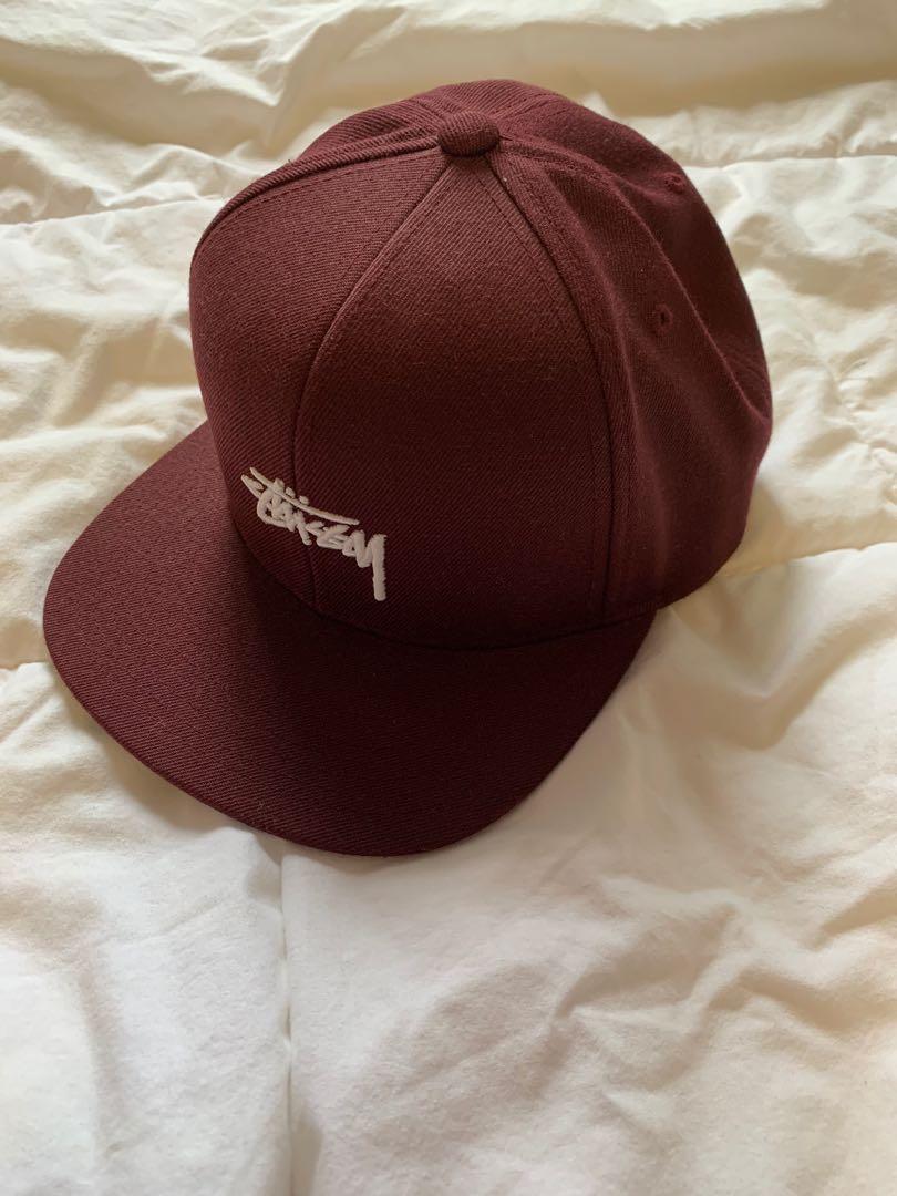 Original Stussy cap maroon Men s Fashion Watches Accessories