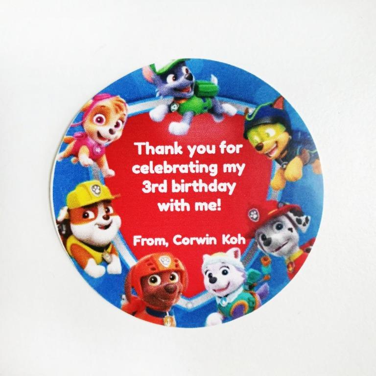 Paw Patrol Birthday Stickers, Design & Craft, Others on Carousell