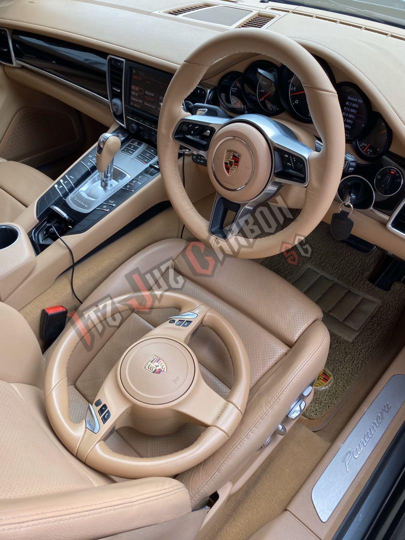 Porsche Panamera Facelift Beige Nappa leather steering wheel upgrade