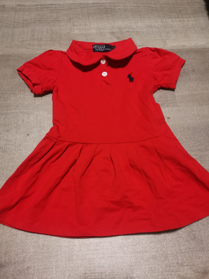 Baby girl red ralph lauren dress discount