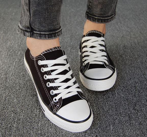 Red and black canvas shoes best sale
