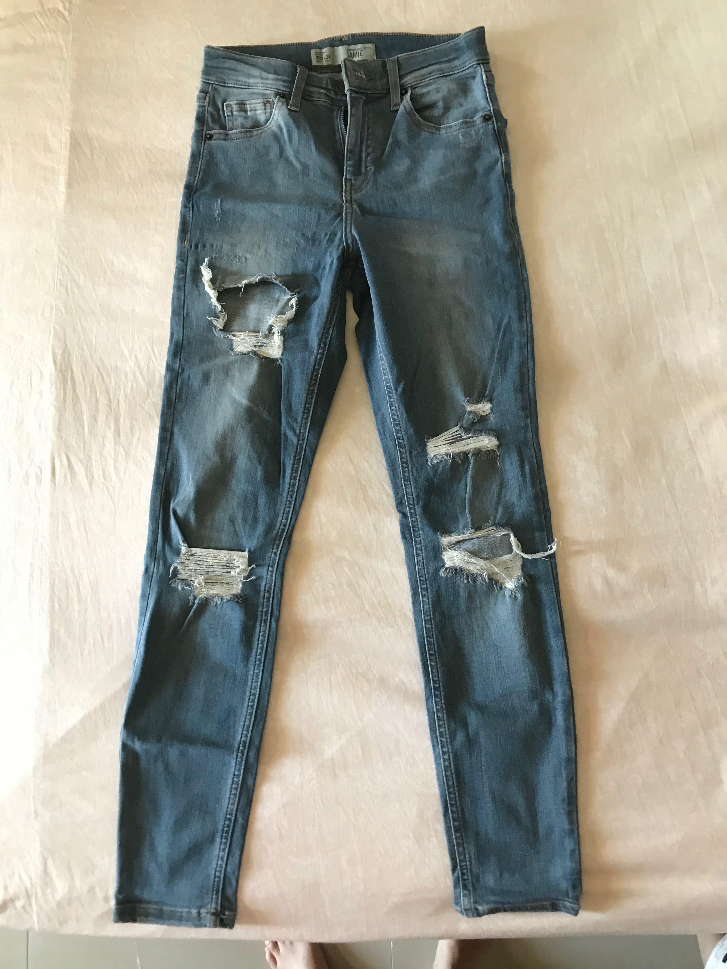 TOPSHOP Ripped Jeans Skinny, Fesyen 