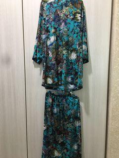 🆓🚚Turquiose printed kurung