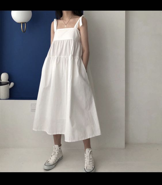 White tie up dress Clearance