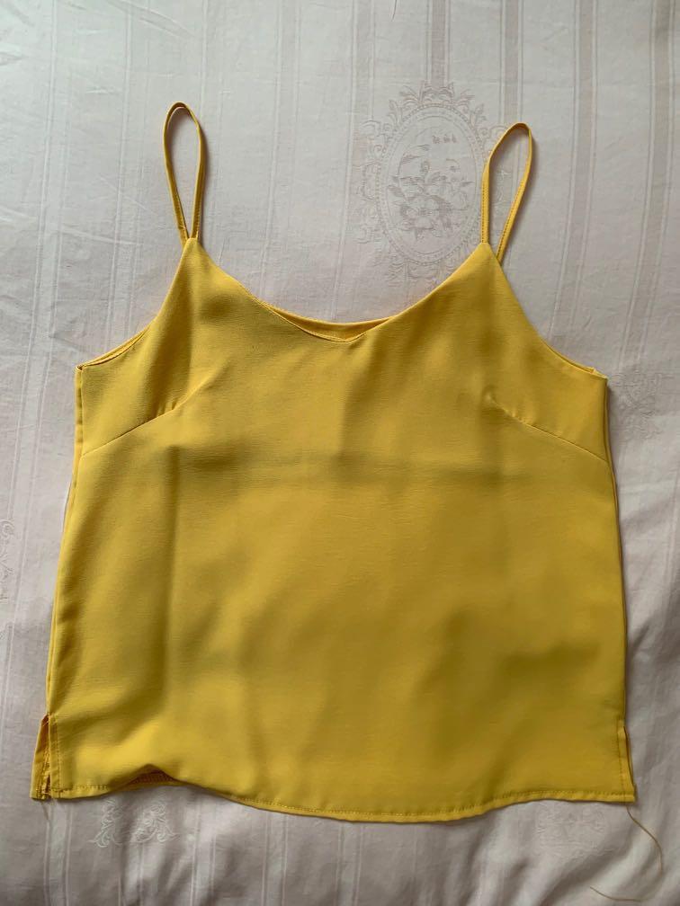 yellow spaghetti strap top