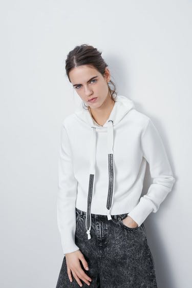 zara knit hoodie
