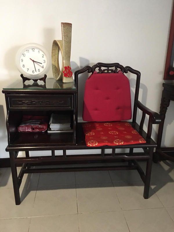 Antique Rosewood Side Table With Chair By Singapore Woodcraft Furniture Tables Chairs On Carousell