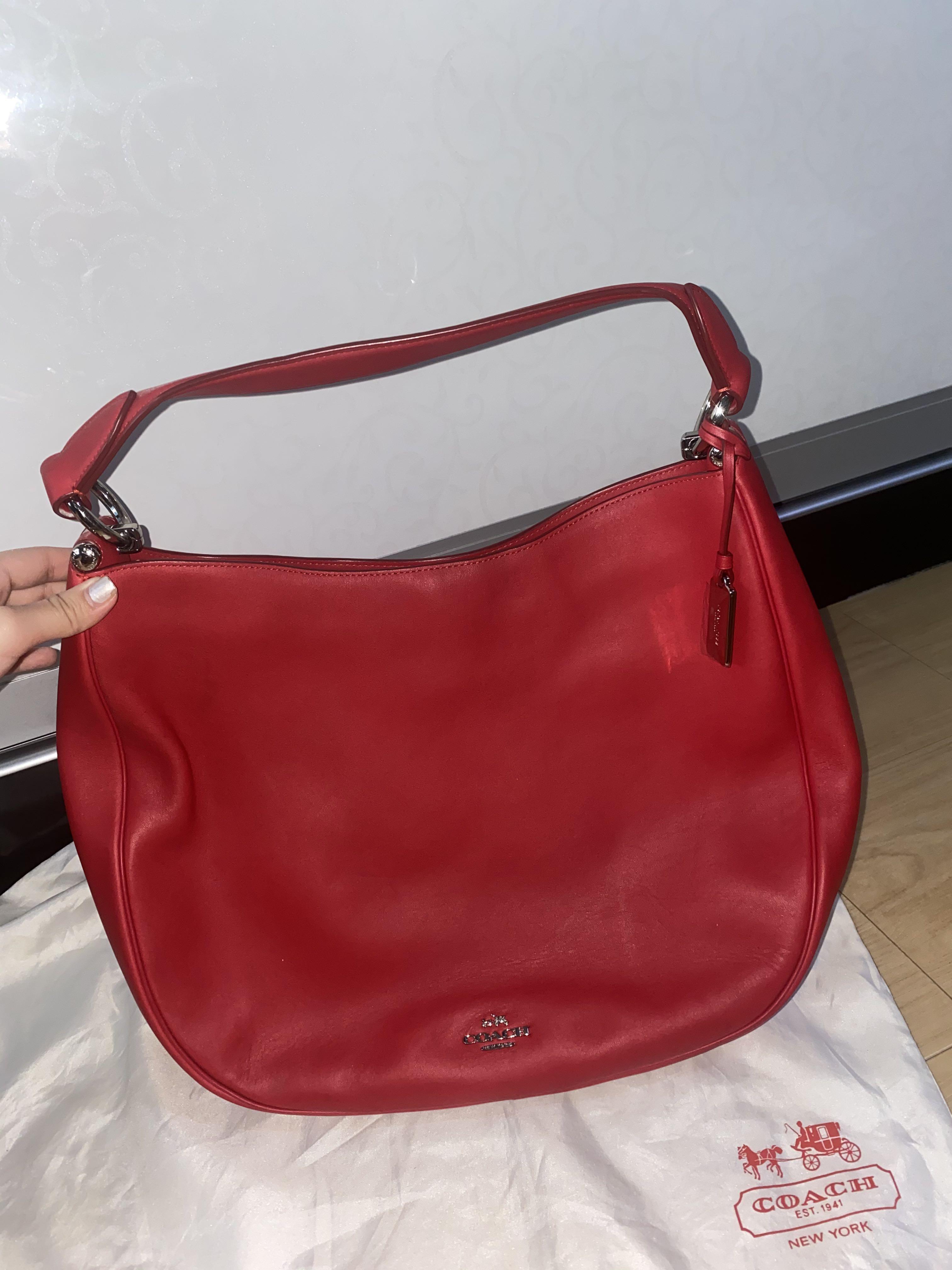 Red coach clearance hobo bag