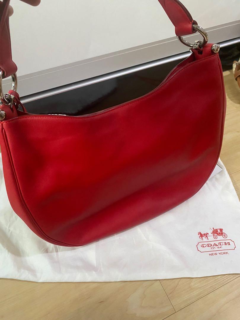 Authentic Coach Hobo Bag (Red), Luxury, Bags & Wallets on Carousell