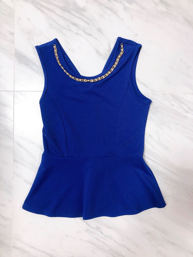 blue peplum shirt