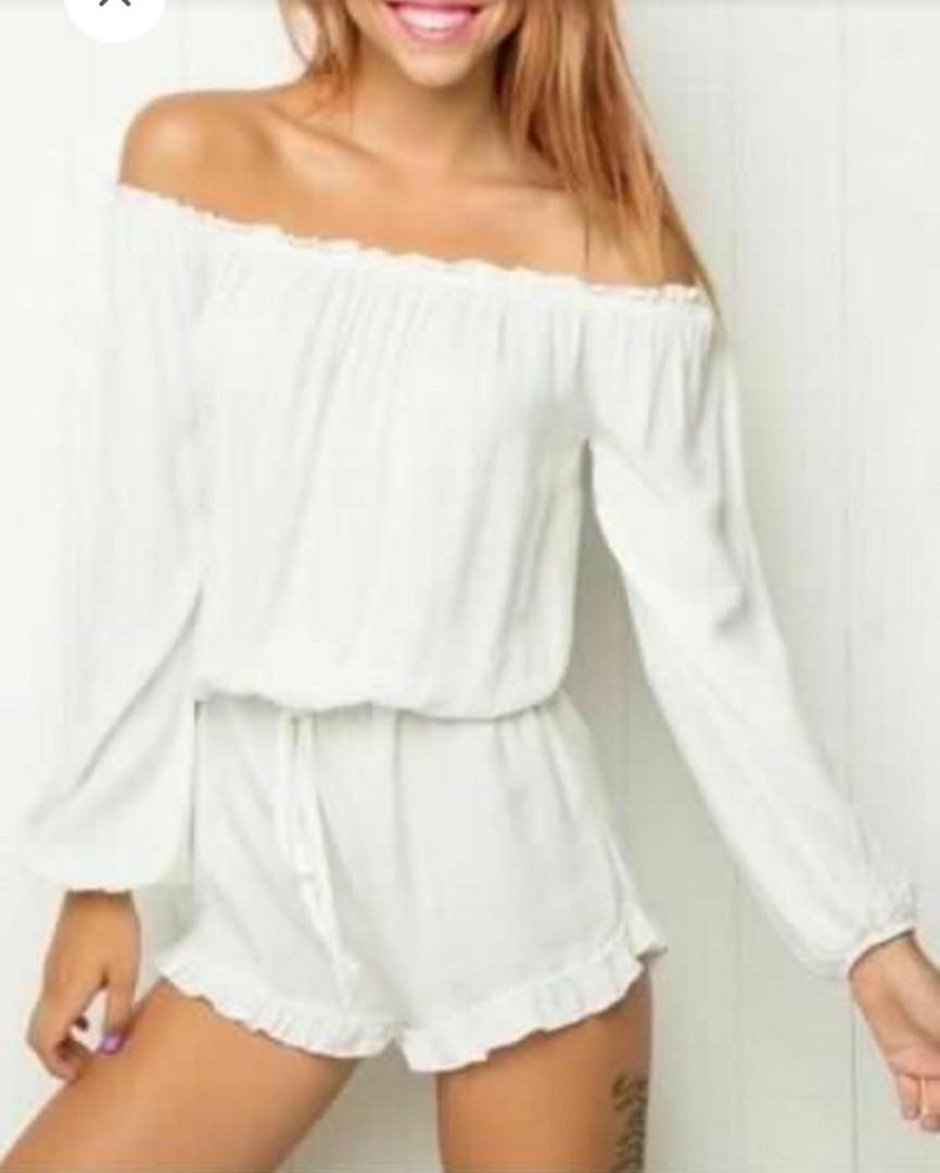Brandy melville white romper sales
