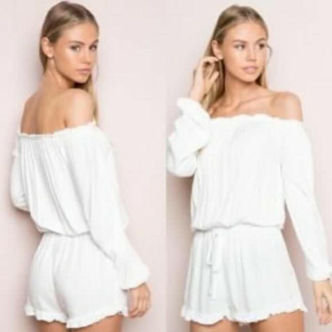 Brandy Melville Gabriella insp off the shoulder romper in white