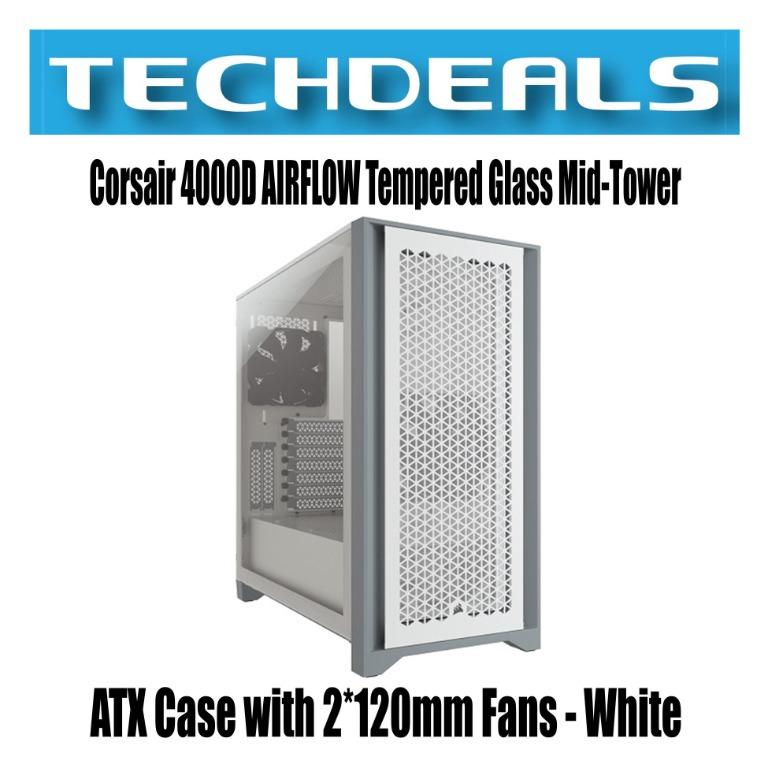 Corsair 4000d Airflow Tempered Glass Mid Tower Atx Case With 2 1mm Fans White Computers Tech Parts Accessories Computer Parts On Carousell
