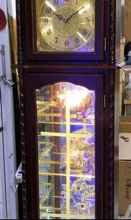 curio cabinet with clock and led lights