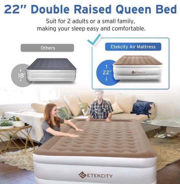 Etekcity Air Mattress with Built in Pump Inflatable Mattress Blow Up Air Bed Double Raised Mattress for Camping Guest Hiking Health Nutrition Assistive Rehabilatory Aids Other Assistive Aids on Carous...