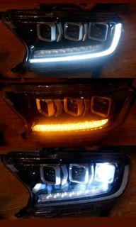 Ford everest Ranger bugatti style led projector headlights drl sequential amber signal lamps