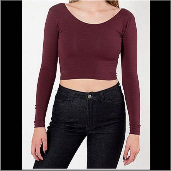 Maroon crop top long sleeve Sale
