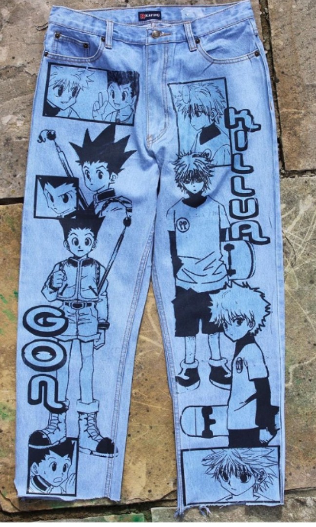 Women Washed Jeans Harajuku Anime Print Baggy Jeans Men Streetwear Fashion  y2k Cotton Graffiti Jeans Loose Wide Leg Pants s266 - AliExpress