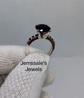 jem: 3.5-Carat Black Sapphire ala Black Diamond Solitaire Ring in Pure Silver