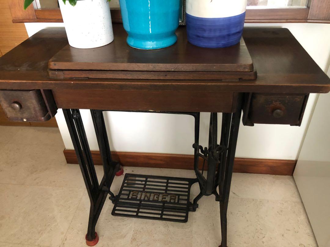 Vintage Antique Singer sewing machine console table, Furniture
