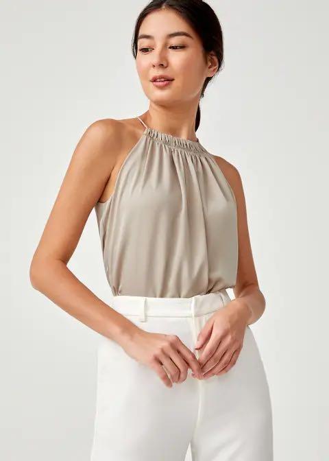 satin halter crop top