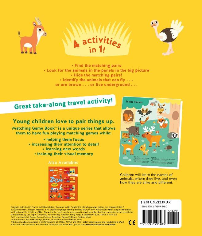 Matching Game Book Animals 4 activities in 1 !, Hobbies & Toys