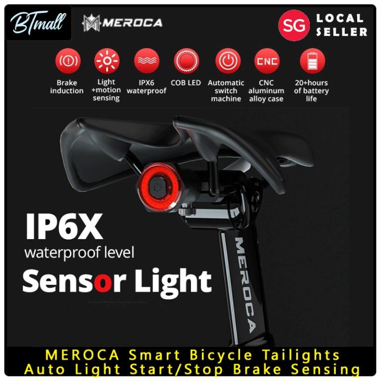 Auto StartStop Flashlight For Bicycle Bike Rear Light Brake Sensing IPx6  LED USB Charging Cycling 
