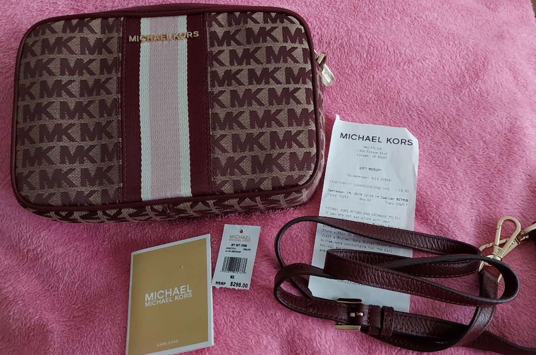 Michael kors jet set crossbody oxblood deals