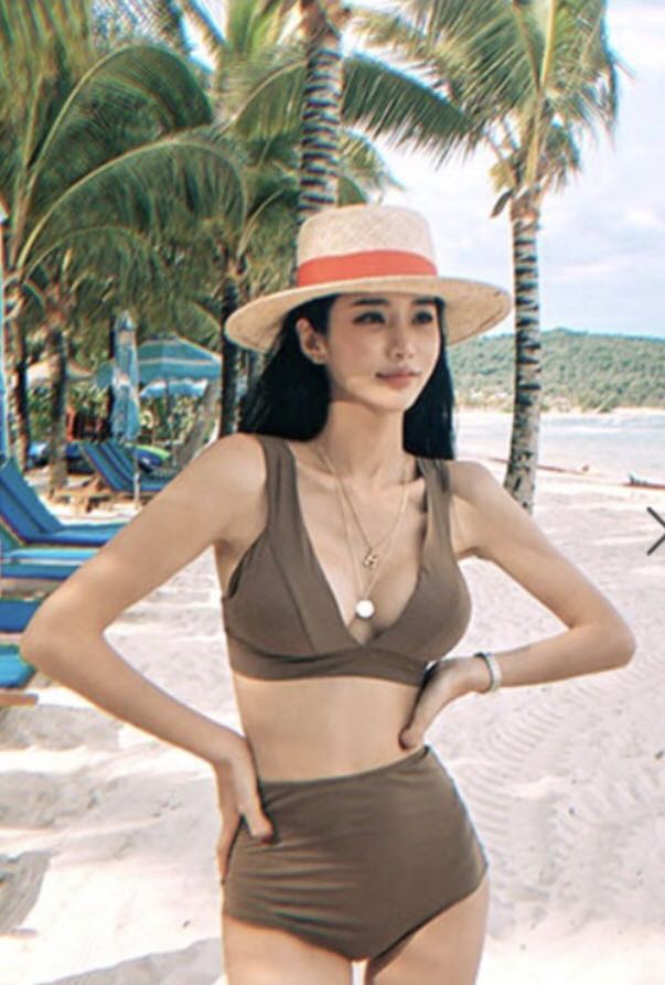 olive green swimsuit top