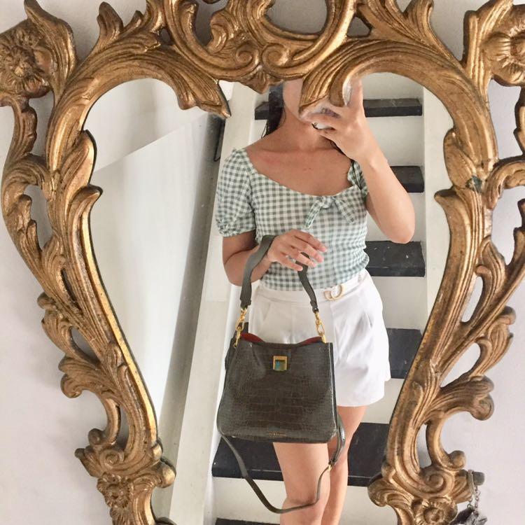 Original Charles & Keith CrocEffect Bucket Shoulder Bag, Women's