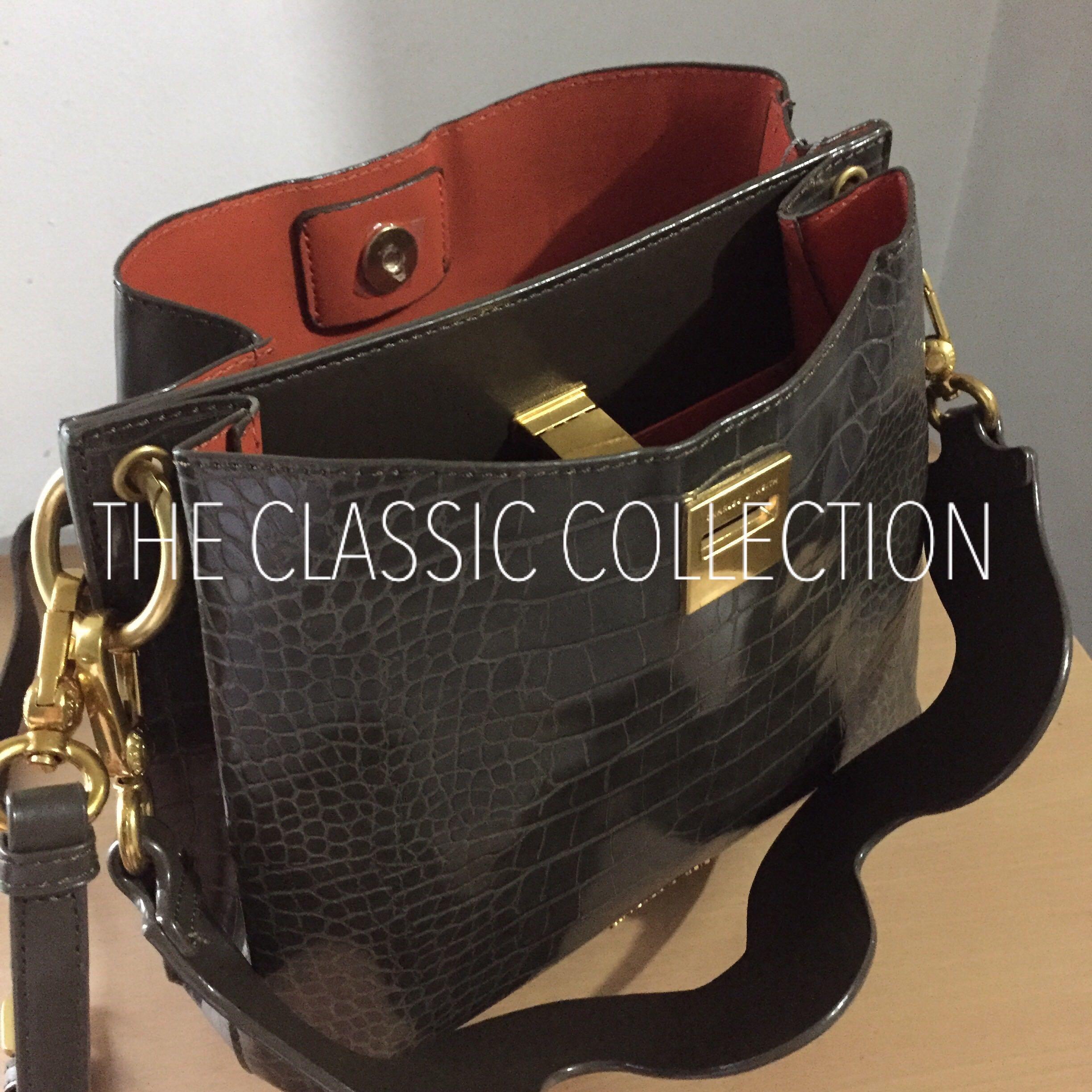 Original Charles & Keith CrocEffect Bucket Shoulder Bag, Women's