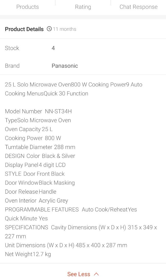 Panasonic Microwave 25L (New), TV & Home Appliances, Kitchen Appliances