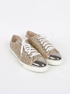 Preoved Miu Miu shoes sneakers gold glitter