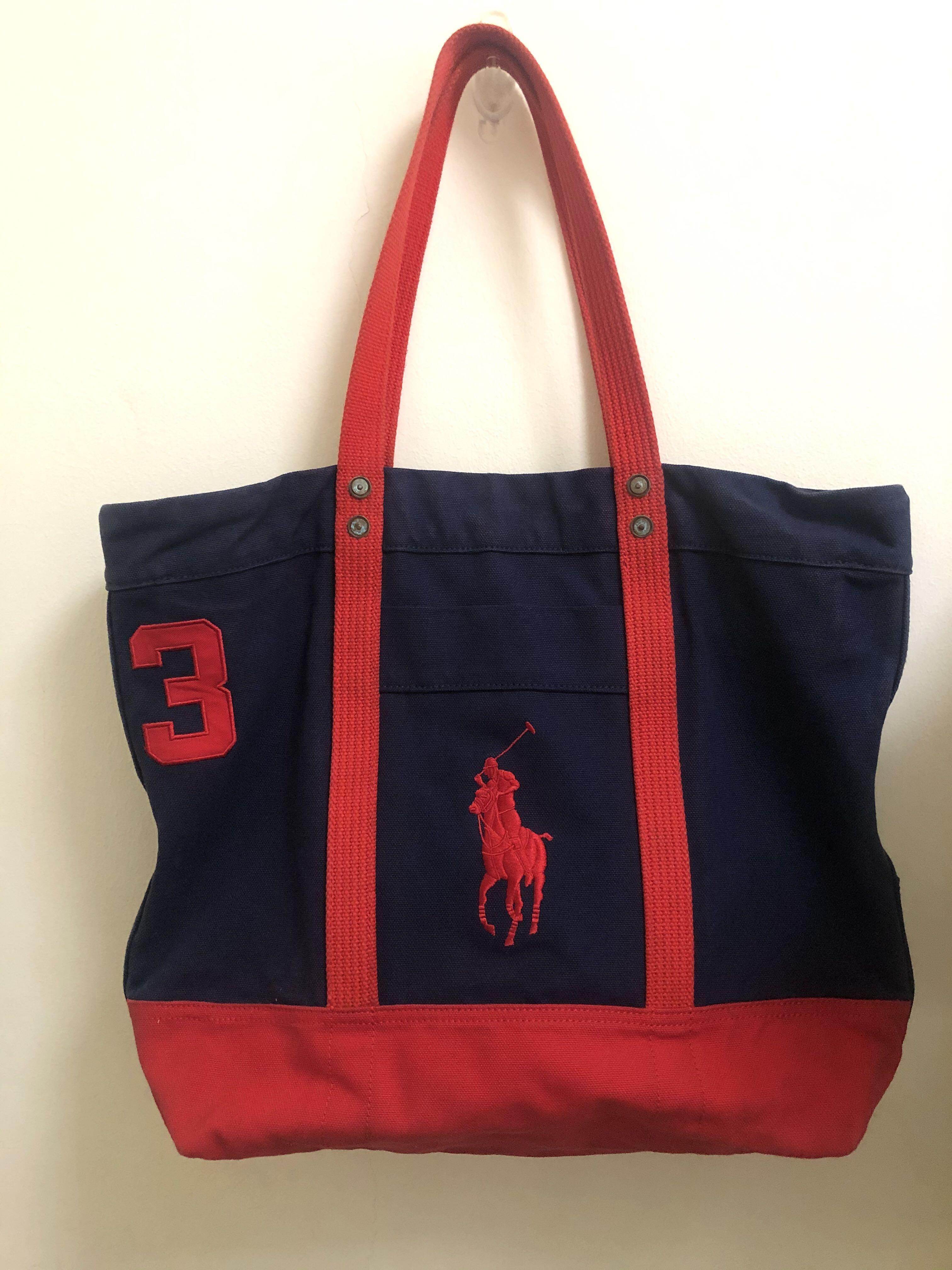 Ralph Lauren Red and Blue Canvas Boat and Tote Bag