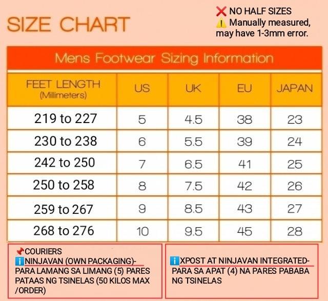 Sandugo sandals size chart clearance