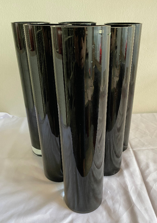 Set of 6 black glass cylinder glasses, Furniture & Home Living, Home