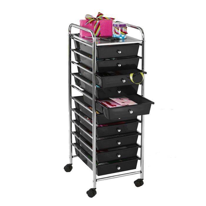 Seville 10 Drawer Organizer Cart ( BLACK ), Furniture & Home Living