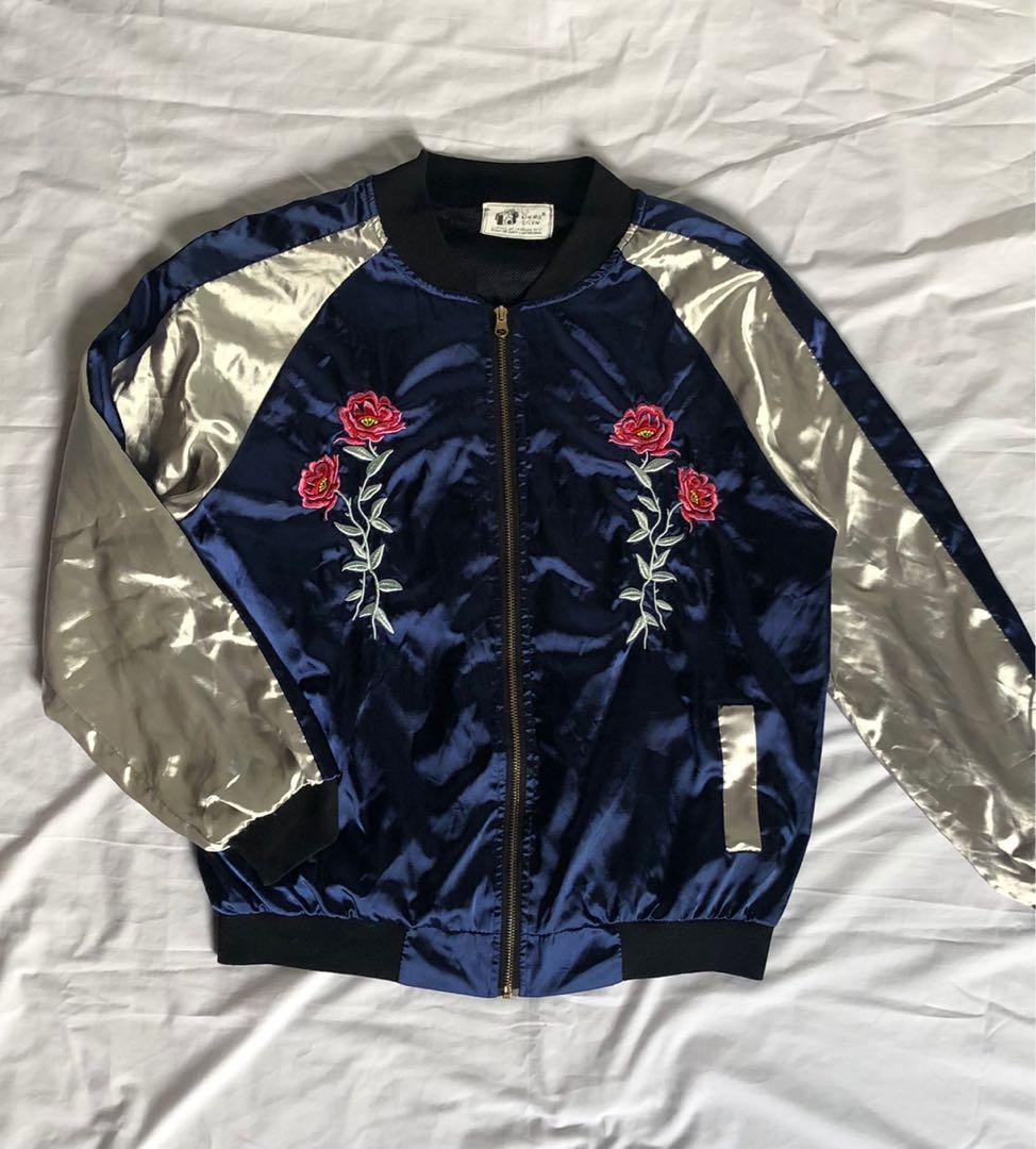 Silk varsity jacket Women s Fashion Tops Others Tops on Carousell