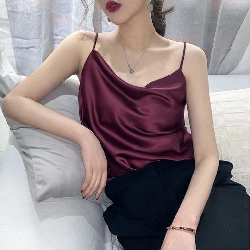 Spaghetti strap satin top sale