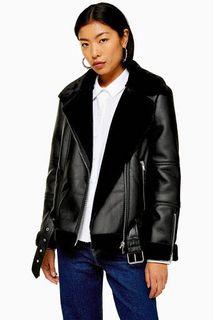 Topshop Shearling Leather Jacket