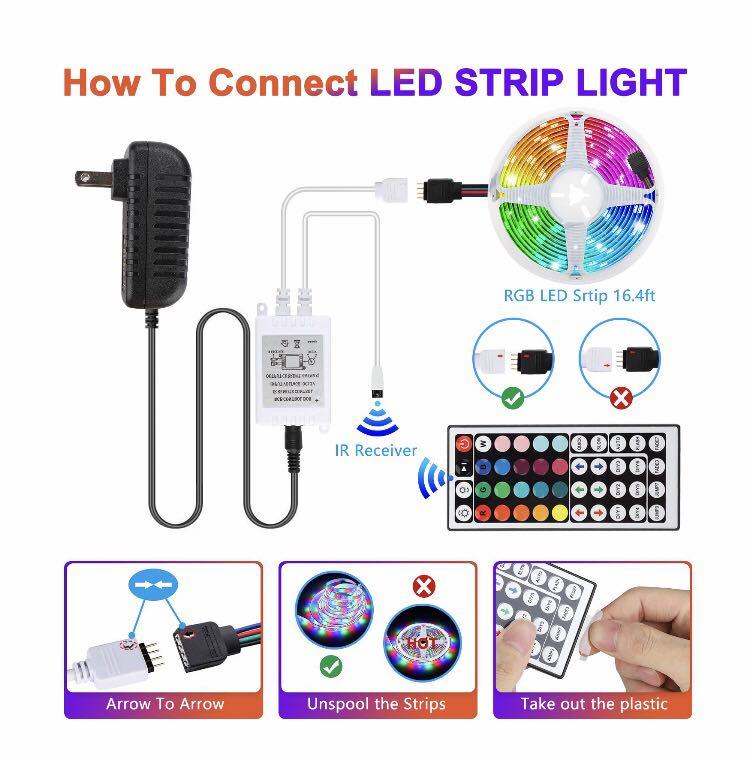 Tsv led strip lights 16.4 ft 5m top rgb color changing led lights strip 3528
