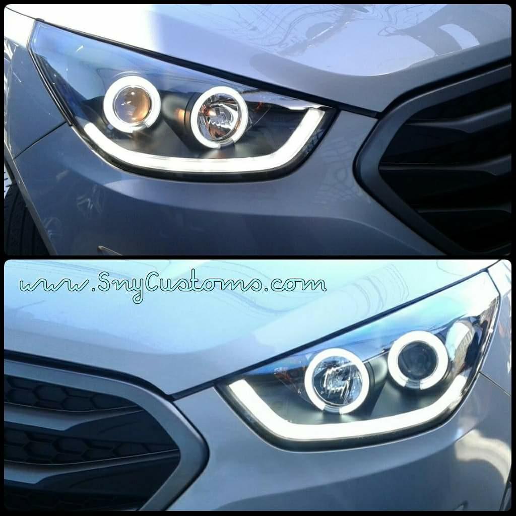 4x White CCFL Angel Eyes Halo Rings DRL For Hyundai Tiburon 20032006