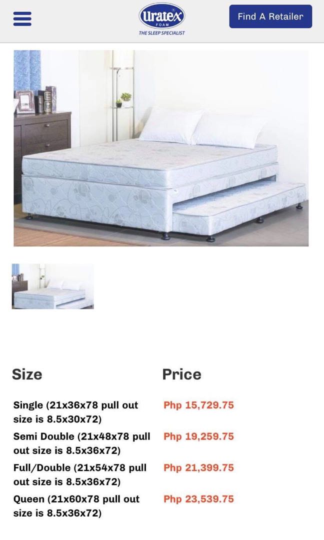 Uratex shop bed price