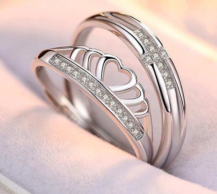 925 Pure Sterling Silver Love Couple Rings wedding ring set