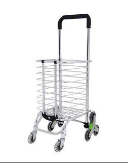 Aluminum Tri Wheel Folding Foldable Shopping Grocery Laundry Basket Cart Trolley