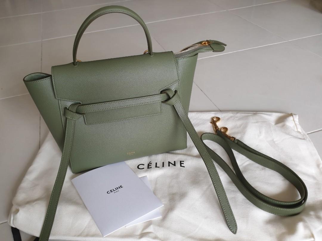 Celine Micro Belt Bag in Grained Calfskin in Light Khaki