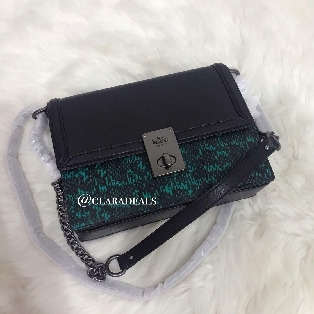 Coach Hutton Black Green Snakeskin