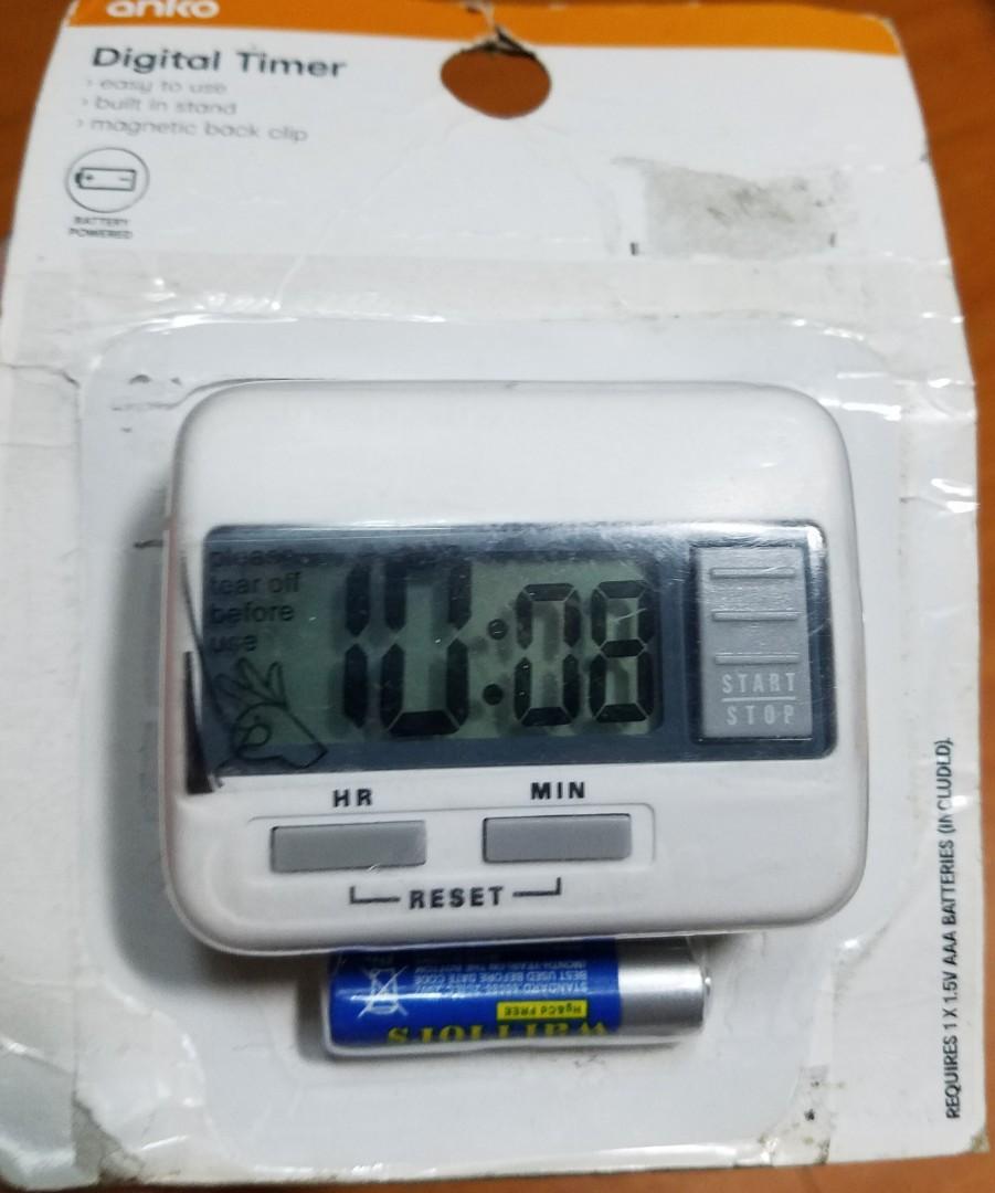 Digital Timer (Category: Visual & Hearing Aids) located in Caloocan City. Submitted by mack.bay (Listing ID 1041677839, Image 2). Description: Anko Digital Timer Ideal for cooking as timer Easy to use Built in stand Magnetic back Clip Battery Powered- AAA x1 Battery includes. Count Up to 19 Hrs. 59 mins. Countdown 20 hrs. (5mins.& 10 Mins.) If interested pls call me to 09194011117 (Smart) for faster transaction. Meet up Only Pls. SM Fairview, Rob