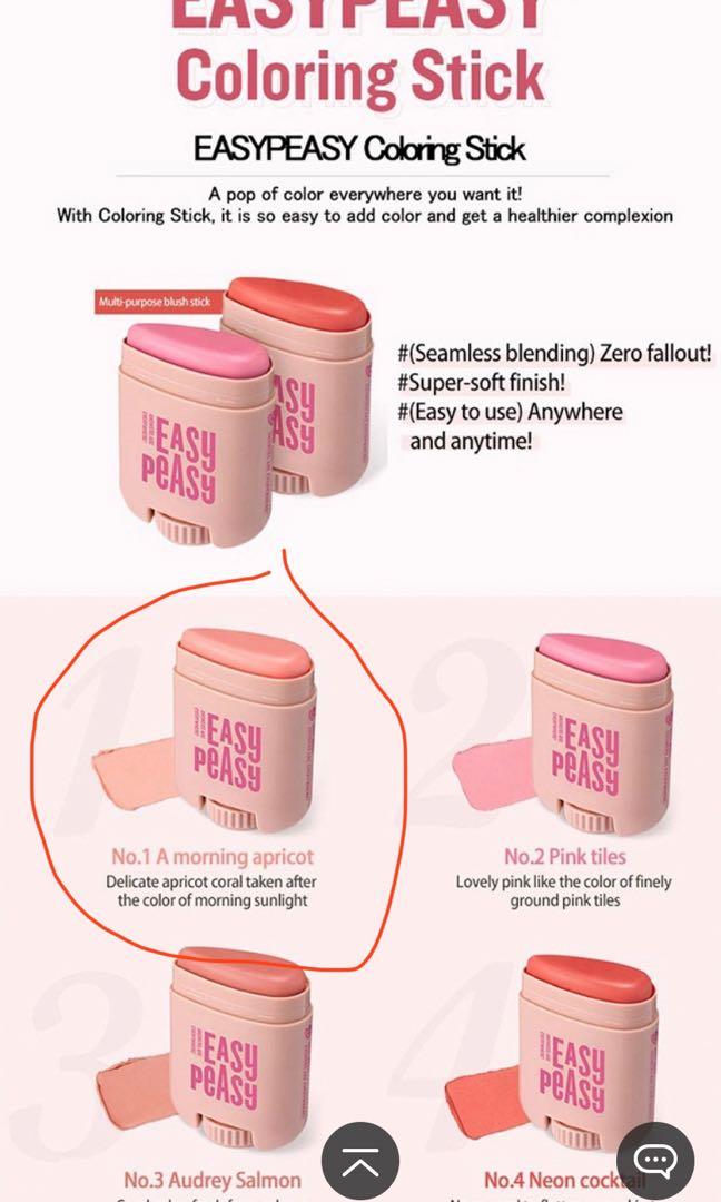 Easy Peasy Coloring Stick Blush On, Kesehatan & Kecantikan, Rias Wajah