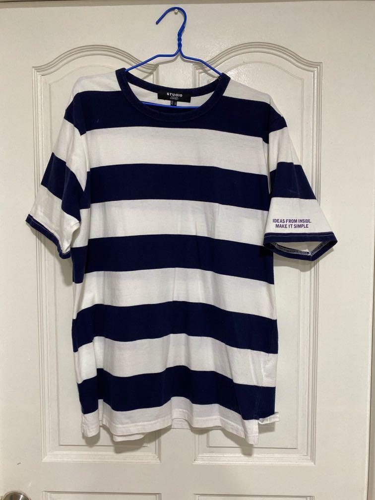 H Connect Blue White Striped T Shirt